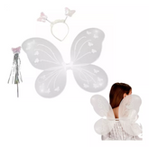 Kit Accesorios Disfraz Mariposa Alas Diadema Varita Niñas Colores